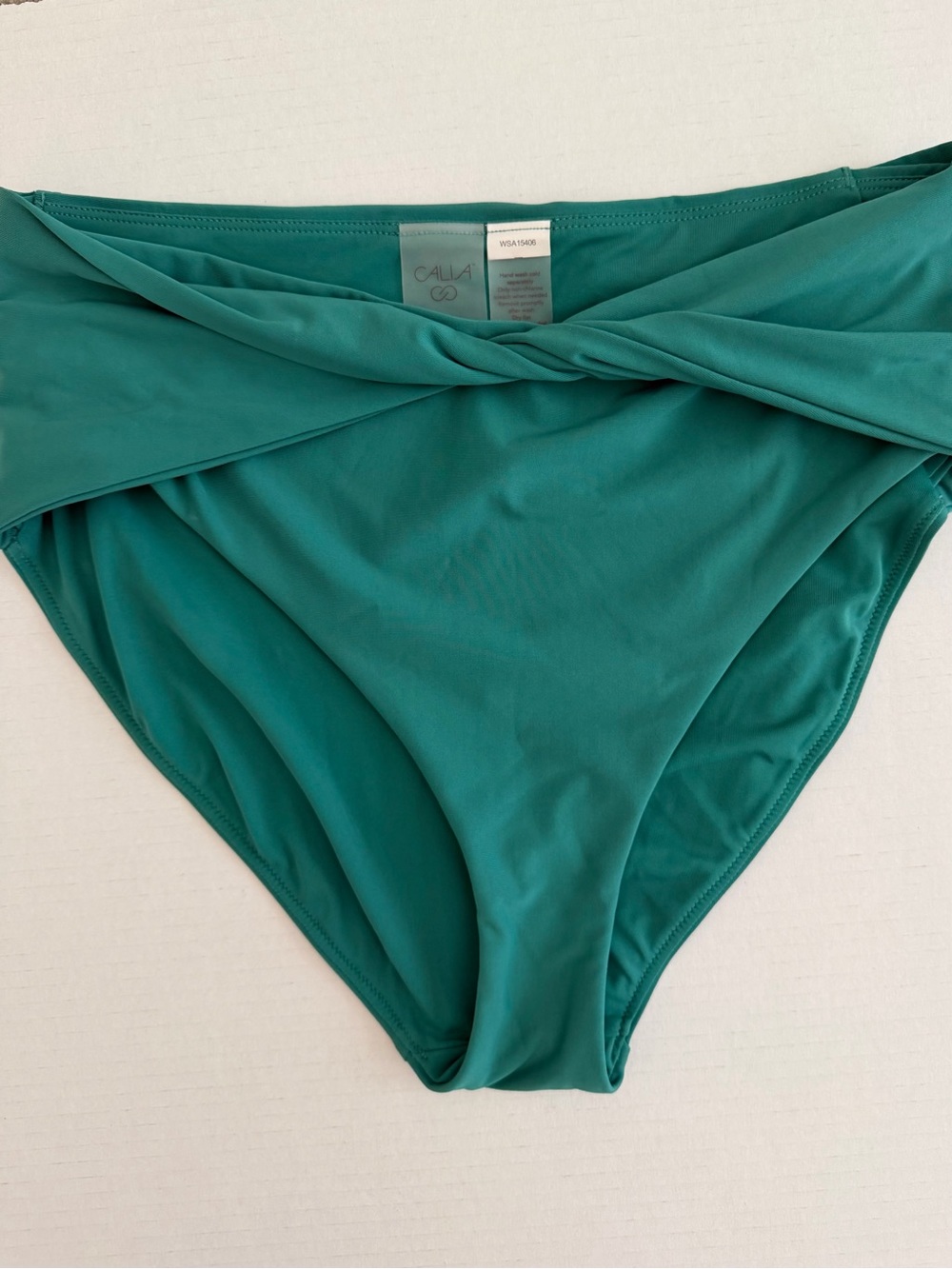 CALIA by Carrie Underwood Teal Twist High-Waist Bikini Bottom